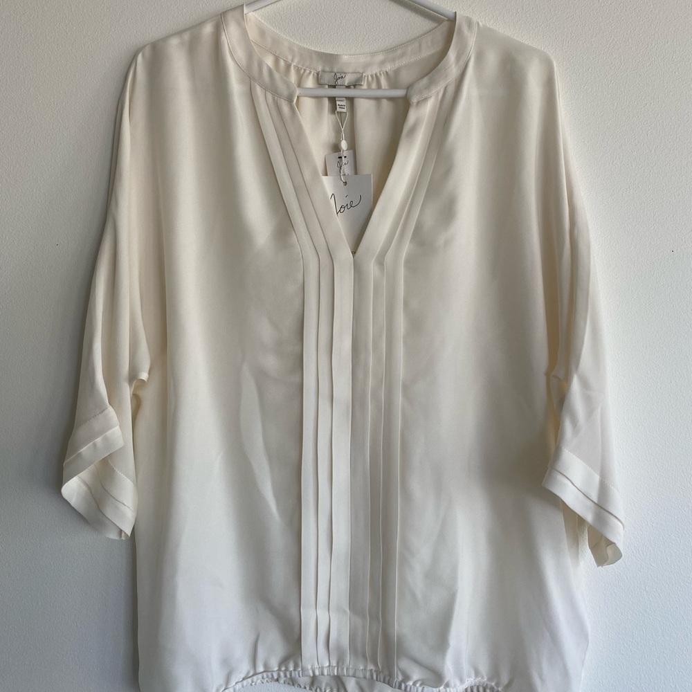 Joie Silk Blouse ‘Marru’ in Porcelain, size large BNWT